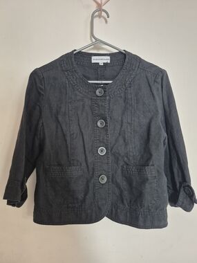 Marvin Richards Small Linen Black Button-Front Jacket